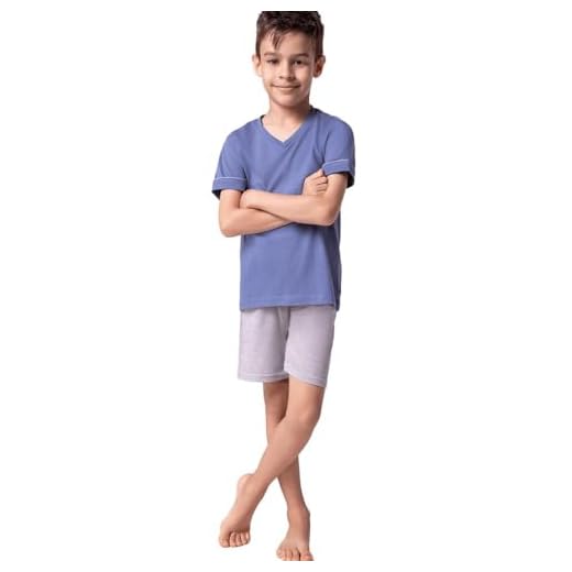 Conjunto de pijama Curto com Gola V, Lupo, Meninos, Azul, 14