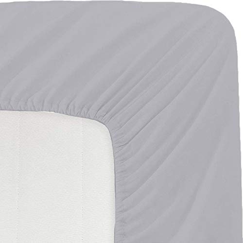 YRM Bedding's Luxury Living 400-Series Cotton Fitted Bedsheet 4 to 10 Inch Matress 12" Drop Twin XXL Bed (42x72) Inches (3.5 by 6) Feet + 2 Pillow Covers (18x28), Silver Grey