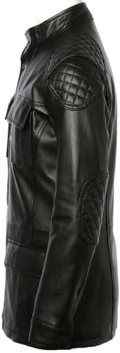 Storm Jacket Genuine Leather Flap Patch Pockets Dual Front Option Racing Jacket 3/4 Length for Men2