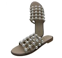 Womens Ladies Diamante Sandals Glitter Sliders Mules Summer Sparkly Sliders Flipflop Sliders (BEIGE6, UK Footwear Size System, Adult, Women, Numeric, Medium, 5)