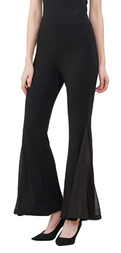Angcoco Women's Classical Dance Tango Cha Cha Latin Stretch Boot Cut Flares Pants Black