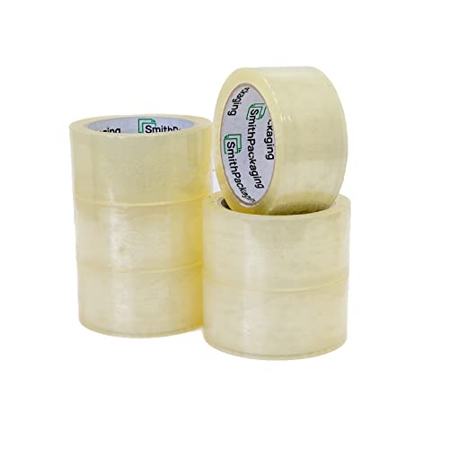 SmithPackaging - 6 rotoli per confezione da 48 mm x 66 m, in acrilico trasparente per sigillare pacchi e scatole