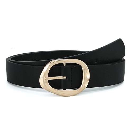 Earnda Black Leather Belts for Women Casual Fashion Waist Belt