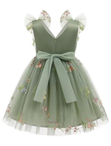Image of IMEKIS Toddler Kids Girls Butterfly Dress Sparkle Sequins Tulle Wedding Formal Birthday Dresses 2-10T