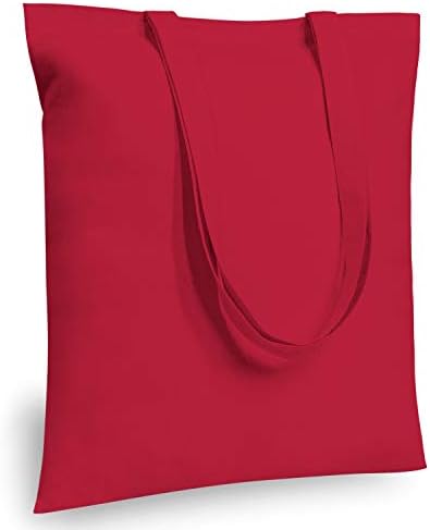 TOPDesign 12-Pack Economical 16"x15" Red Cotton Tote Bag, Lightweight Medium Reusable Grocery Shopping Cloth Bags, Suitable for DIY, Advertising, Promotion, Gift, Activity