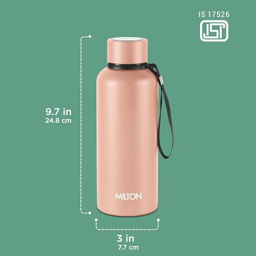 Image of Milton Aura 750 Thermosteel Water Bottle 725 ml, 24 Hr Hot and Cold I Leak Proof Lid, ISI Certified I Vacuum Insulated I for Office, Gym, School I Beige