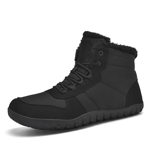 TIAROOTT Barfußschuhe Herren Winter Warm Gefüttert Winterschuhe für...