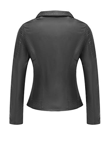 Bellivera Women's Faux Leather Short Jacketļ¼Moto Casual Coat Black Medium