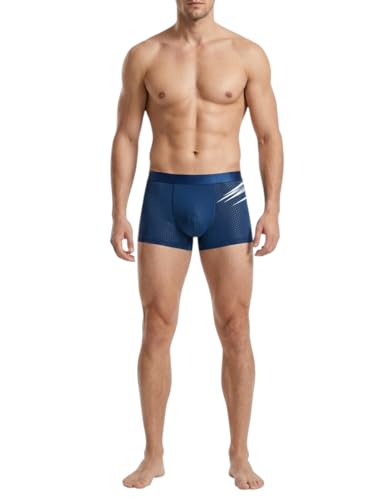 Image of Men's Padded Underwear - Nylon Ice Silk Breathable Boxer Briefs - Hip & Buttocks Enhancer and High-Elasticity Width (3.5cm) Shapewear for Men