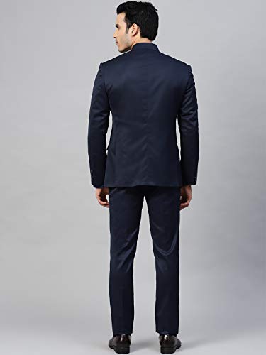 Image of MANQ Men Beige Solid Slim Fit Bandhgala Suit