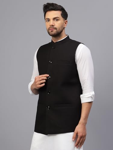 Image of LATEST CHIKAN Men's Traditional Tweed Cotton Checkred Premium Nehru Jacket /Waistcoat