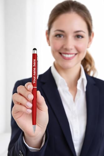 Image of Personalised Ballpoint Pen with Stylus (Blood Red)