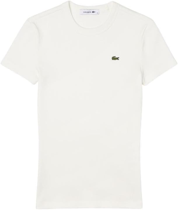 Lacoste Womens Slim Fit Ribbed Cotton T-Shirt - Image 5