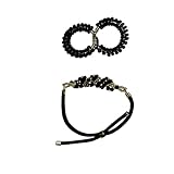 Juego de Pulsera y Aretes, Hecho a Mano, de Cristales Brillantes y Piedras preciosas (Negro)