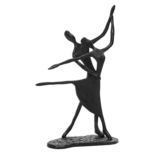 Escultura de Pareja Abstracta en Hierro Fundido Negro