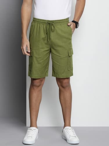 Image of The Indian Garage Co Men Slim Fit Solid Mid-Rise Cargo Shorts