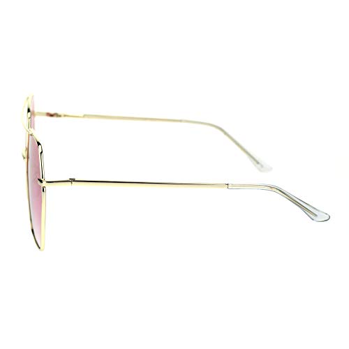 PASTL Womens Hexagon Shape Sunglasses Double Bridge Metal Frame UV 4004