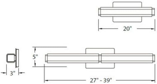 Technical drawing showing dimensions of Modern Forms Vogue light fixture