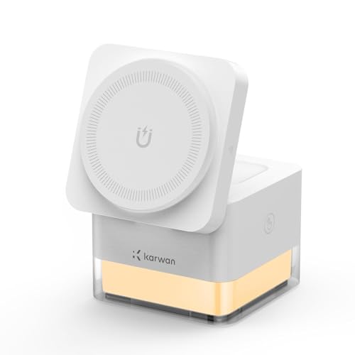 Image of Karwan Wireless Charger 3in1 22w Magnetic Mag-Safe with Lamp for i-Phone 16 /16 Plus /16 Pro /16 Pro Max, iPhone 15 /15 Plus /15 Pro /15 Pro Max,iPhone 14 /13 /12, Samsung 21 /22 /23 /24 /25,iwatch-White