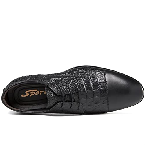 Dress Shoes for Men Lace Up Crocodile Print Derby Shoes Round Cap Toe Leather Non Slip Block Heel Anti-Slip Low Top Slip Resistant Wedding(Crocodile Print,10 M US)3