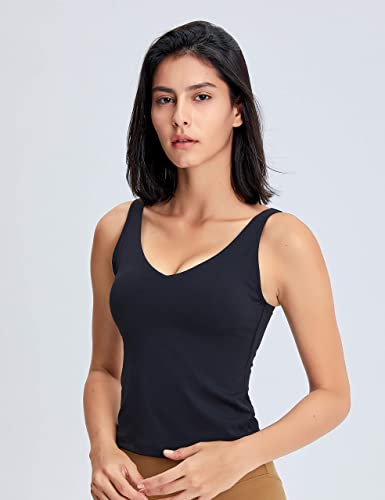Image of POSHDIVAH Longline Sports Bra Workout Tank Tops | Padded, Removable Pads, Built in bra, Wirefree, Buttery Smooth, Soft, Fitness, Running, Yoga, Wide Straps, U-back