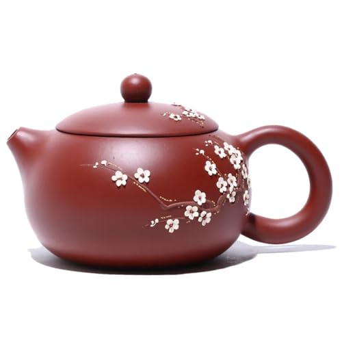 Tetera de arcilla morada de 250 ml, hecha a mano, patrones de Wintersweet Xishi Zisha
