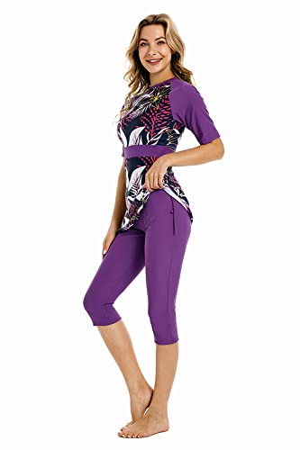 Modest Swimwear for Women Short Sleeve Swimsuit Burkini Modesty Costume Rash Guard Surfing Suit Beachwear4