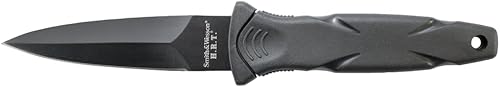 Smith & Wesson SWHRT3BF Cuchillo de hoja fija SS de alto carbono de 7.5 pulgadas con hoja de borde falso de 3.5 pulgadas y mango TPR para
