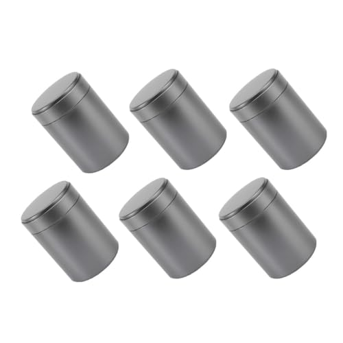 Alipis 6 Botes de Té Metálicos Cilíndricos de 125 Ml Negros Recipientes Herméticos Tapa para Almacenar Café Granos y Alimentos Secos Latas de Hojalata Selladas para Uso Doméstico y