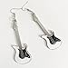 JIUIQL Fashion Cute Metal Black White Music Bass Electric Guitar Dangle Drop Earrings for Women Music Lovers teacher singer Hypoallergenic Personalized Jewelry Gifts (White)