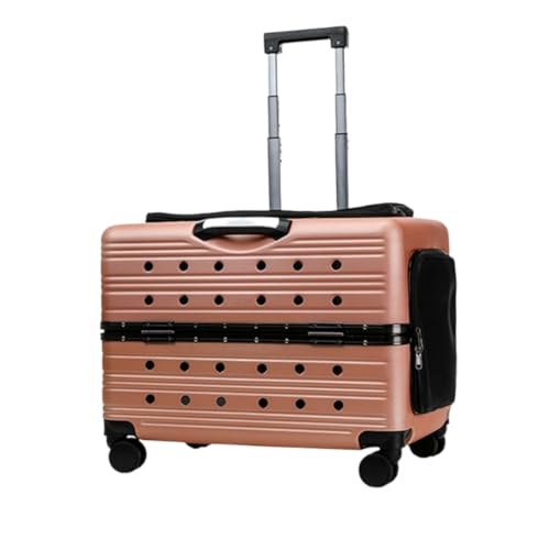 GEGEBOMTXO ペットキャリー キャスター付き ペットカート 4輪 キャリーケース 大型猫バッグ ポータブル犬お出かけバッグ 大容量 犬 猫 小型犬 中型犬 ハードキャリー 軽量 お出かけ 旅行 避難 通院 (ローズゴールド,スタイルA(55*39*