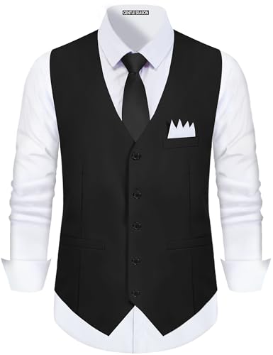 Gentle Season Men's Suit Vest Slim Fit Formal Dress Waistcoat with Tie 3 Pockets Casual Business...