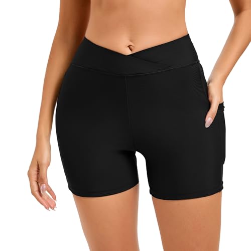 Women's High Waisted Swim Shorts 4