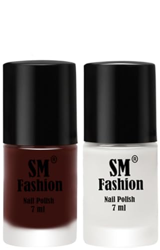 Image of Long Lasting Nail Polish | Nail Paint Combo 7 ml Each) - Set of 2 Wine-White