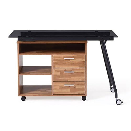 Image of Urban Ladder Niccol Glass Top Adjustable Study Table (Finish : Golden Oak)