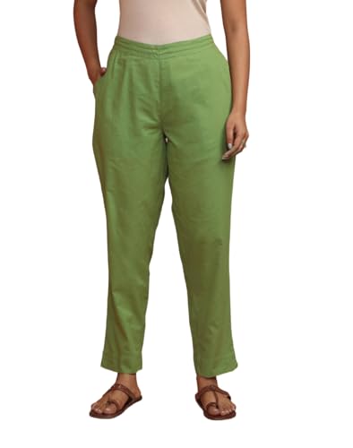 Pantalon ethnique en coton vert anti-transpiration pour un confort estival total