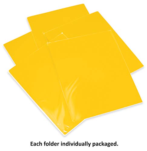 Extra Heavyweight Yellow Plastic 2 Pocket Portfolio Folders, 12 Pack, Premium Letter Size Folders, High Sheen Reflective Finish, By Gold Seal, 12 Pack Poly Folders, Yellow #TOP2