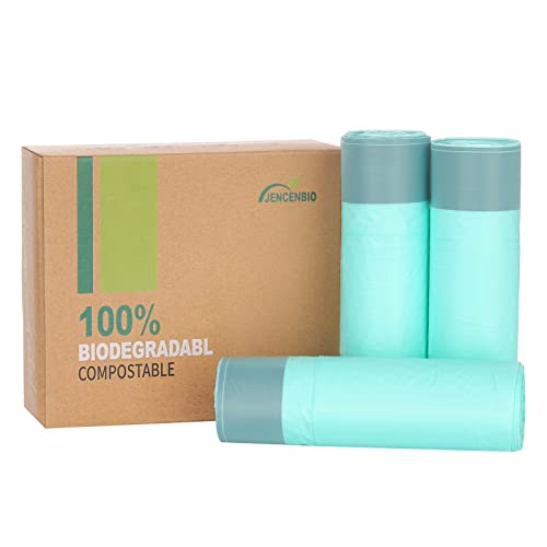 JENCENBIO Compostable drawstring trash bags,4 Gallon, 20Liter, 0.78 Mils Thickness,30 Count,BPI ASTM D6400