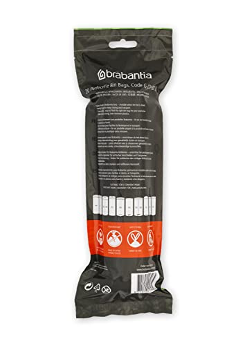 Brabantia Müllbeutel PerfectFit Multipack (Code G - 23L / 30L) Extra Starke Müllsäcke mit Zugband, 6 rollen (120 Müllbeutel)