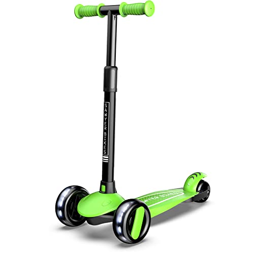 Sawyer Bikes - Patinete Ajustable Ruedas LED - Niños 2 a 8 Años (Verde)