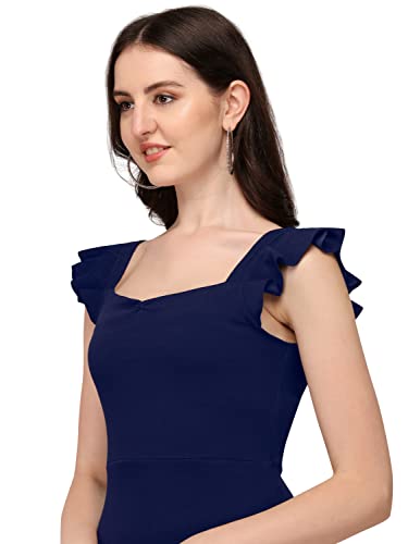 Image of Mehrang Fashion Western Dress || Stretchable Solid Sleeveles Frill Dress for Women || Western Dresses for Women || Dress for Women|| Summer Short Dresses for Women