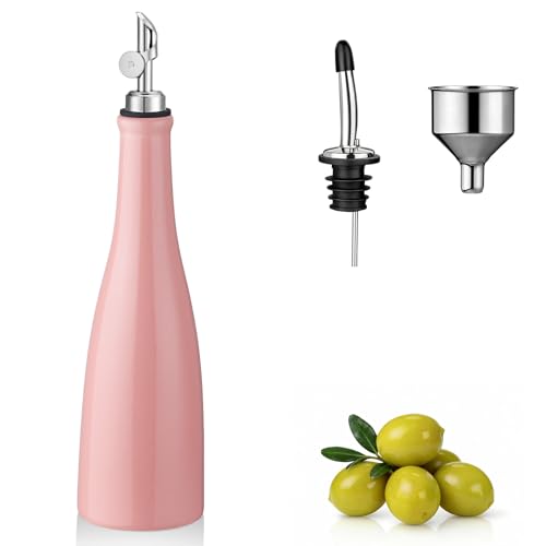 YOLIFE 17 oz/500 ml Olive Oil Dispenser Bottle, Ceramic Oil Bottle - Pink