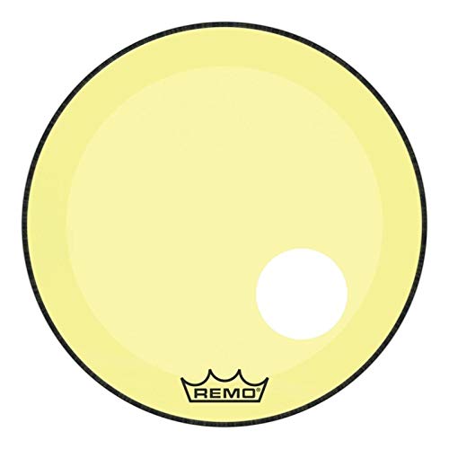 Peau Remo Colortone Powerstroke 3 Clear jaune de 18 pouces pour grosse caisse trou prédécoupé