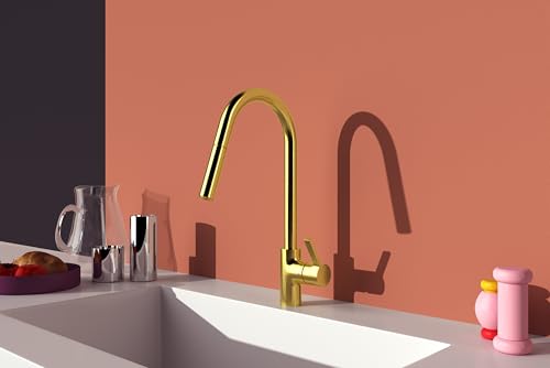 Monomando de cocina extraíble caño en C oro cepillado Ideal Standard Gusto 360 5