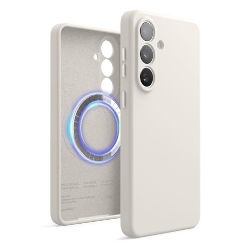 Image of elago Premium Magnetic Silicone Case for Galaxy S26 Plus | Compatible with MagSafe Accessories, Protective Cover, Shockproof, Slim, Anti-Scratch Soft Microfiber Lining (Stone)