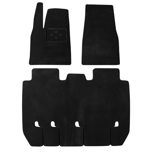 Carpet Floor Mats for Tesla Model X 5-Seat 2021-2026 3-Layer All-Weather PA6 Nylon TPE Waterproof Core 780g Felt Backing 11mm Thick Custom Fit OEM Style 3-Piece Liners Black