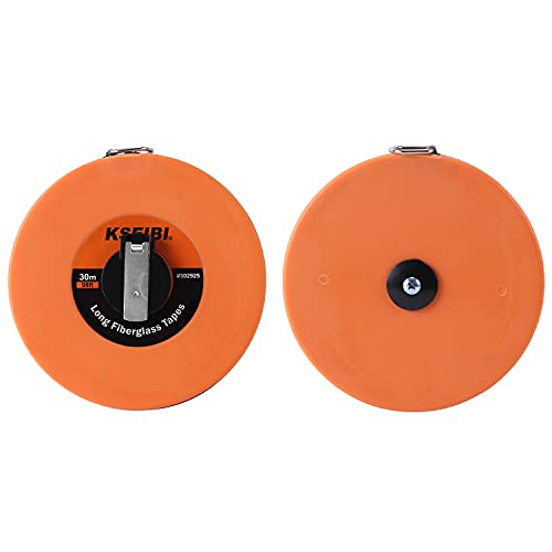 Image of KSEIBI 302925 Long Fiberglass Tape Measure Double Face Printing Inch /Metric for Construction Work (100ft / 30m)