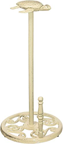 Hampton Nautical Whitewashed Sea Turtle Paper Towel Holder 13"-Crab Beach Decor-Cast Iron #TOP8