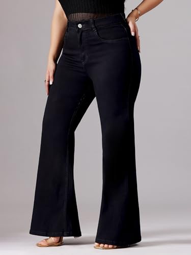 Image of Miss Chase A+ Women's Wide Leg High Rise Regular Length Stretchable Denim Jeans