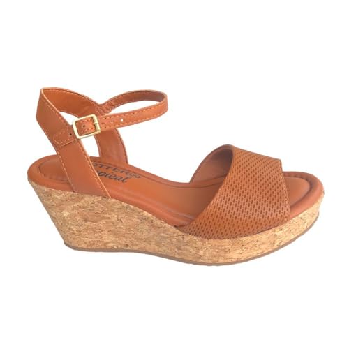 Sandália Fem Bottero Anabela Couro Marrom Canela 355765-1 Tamanho:39;Cor:Marrom